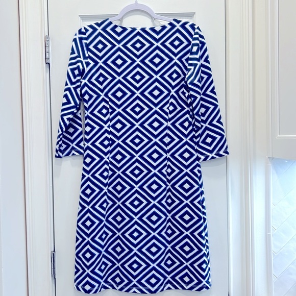 Mahi Gold Navy Purple and White Geometric A Line Dress Nylon & Spandex Sz.M - Picture 9 of 9